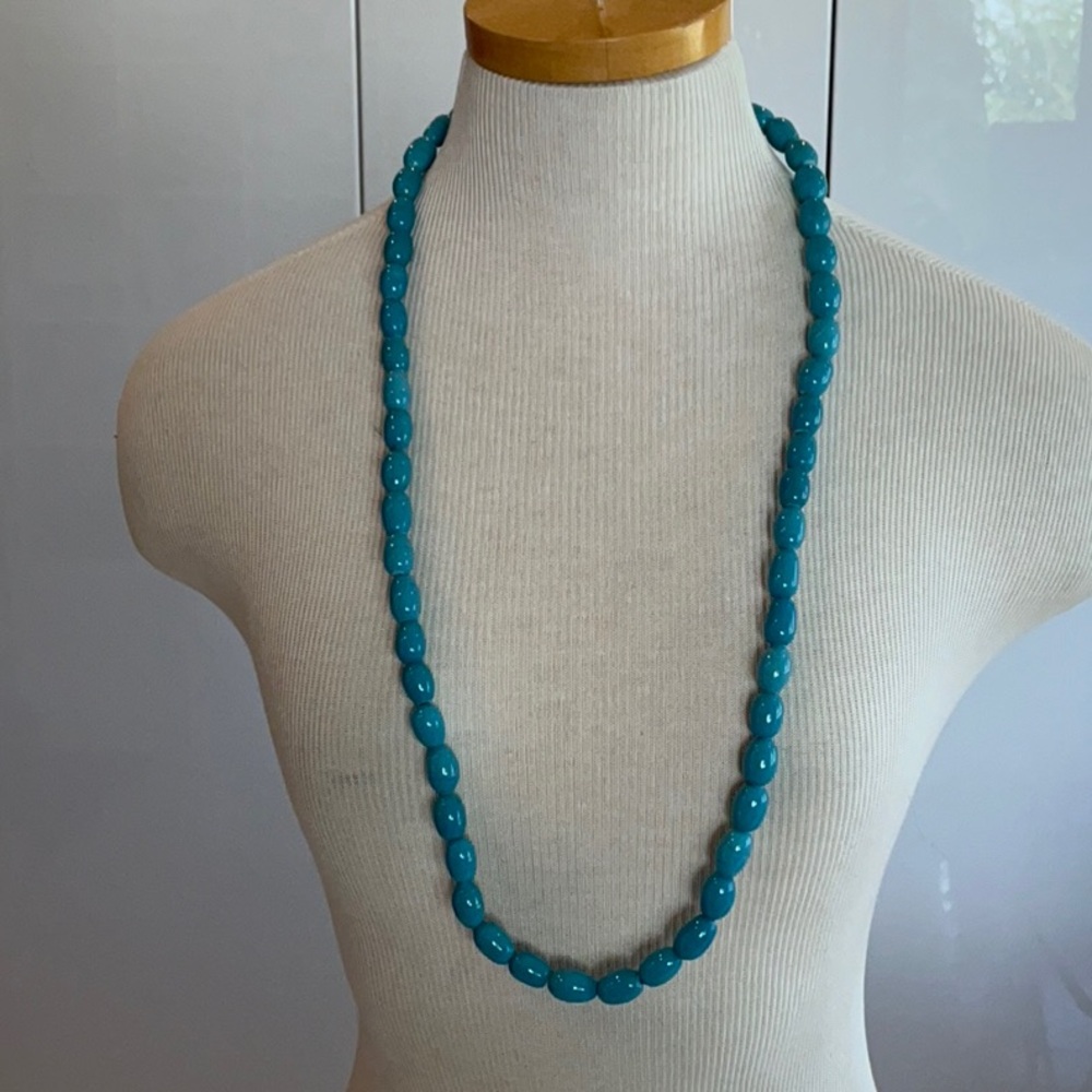 Lands' End Blue Beaded Necklace Twisted Rope Design